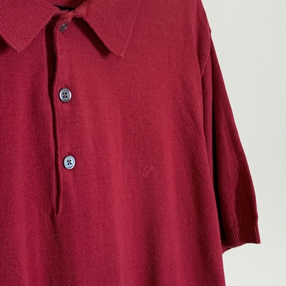 Supreme Knit Polo Shirt Men's L Burgundy Red 100% Cotton Short Sleeve - Picture 2 of 8
